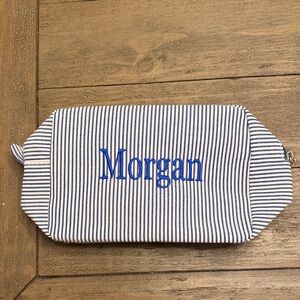Personalized Striped Cosmetic Case - Blue "Morgan"